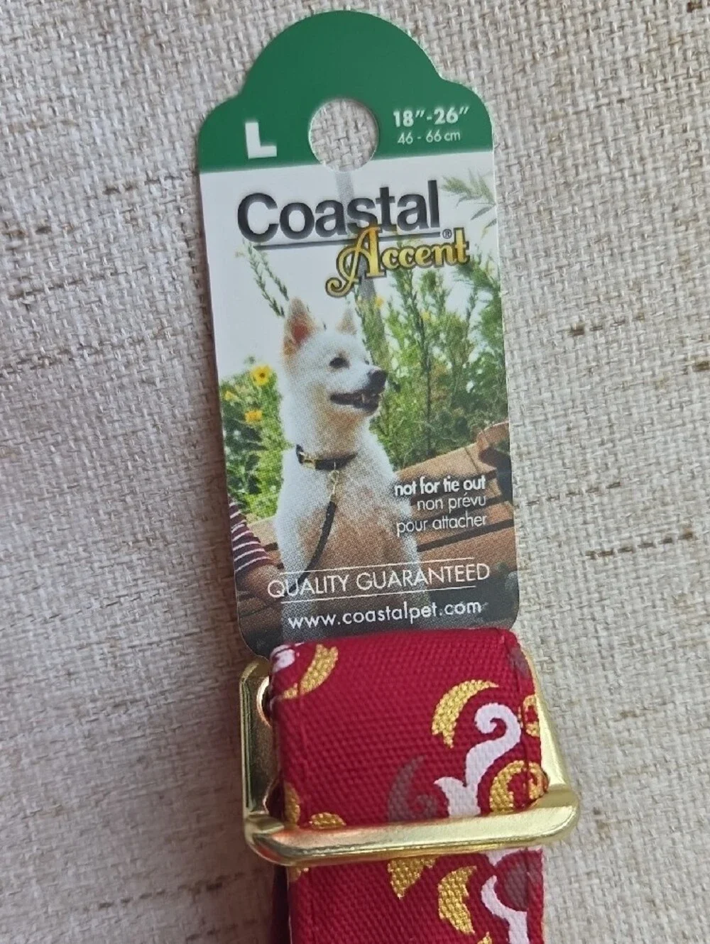 Coastal Floral Red Dog Collar with Gold Hardware